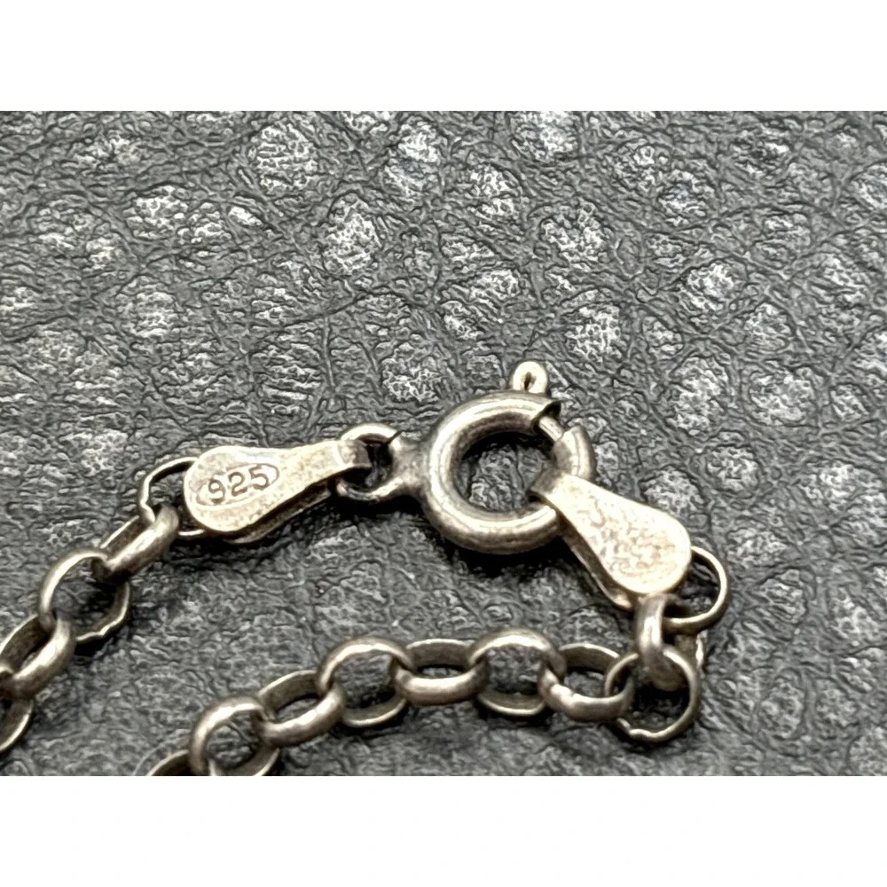 Vintage Sterling Silver Sand Dollar Pendant Rolo Chain Necklace Beach Sea Boho